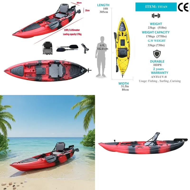 Fishing Boat Paddle - 10ft Einzel-Sitz-Angelkajak mit Elektromotor, motorisiertes Kanu,